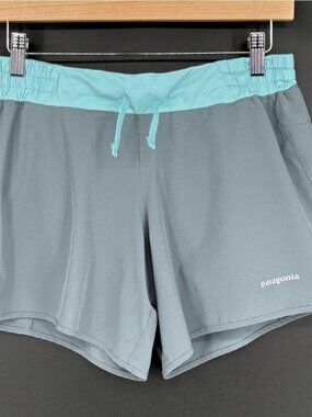 Patagonia Women's Nine Trails 6" Running Shorts S Gray Blue Jogging Outdoor